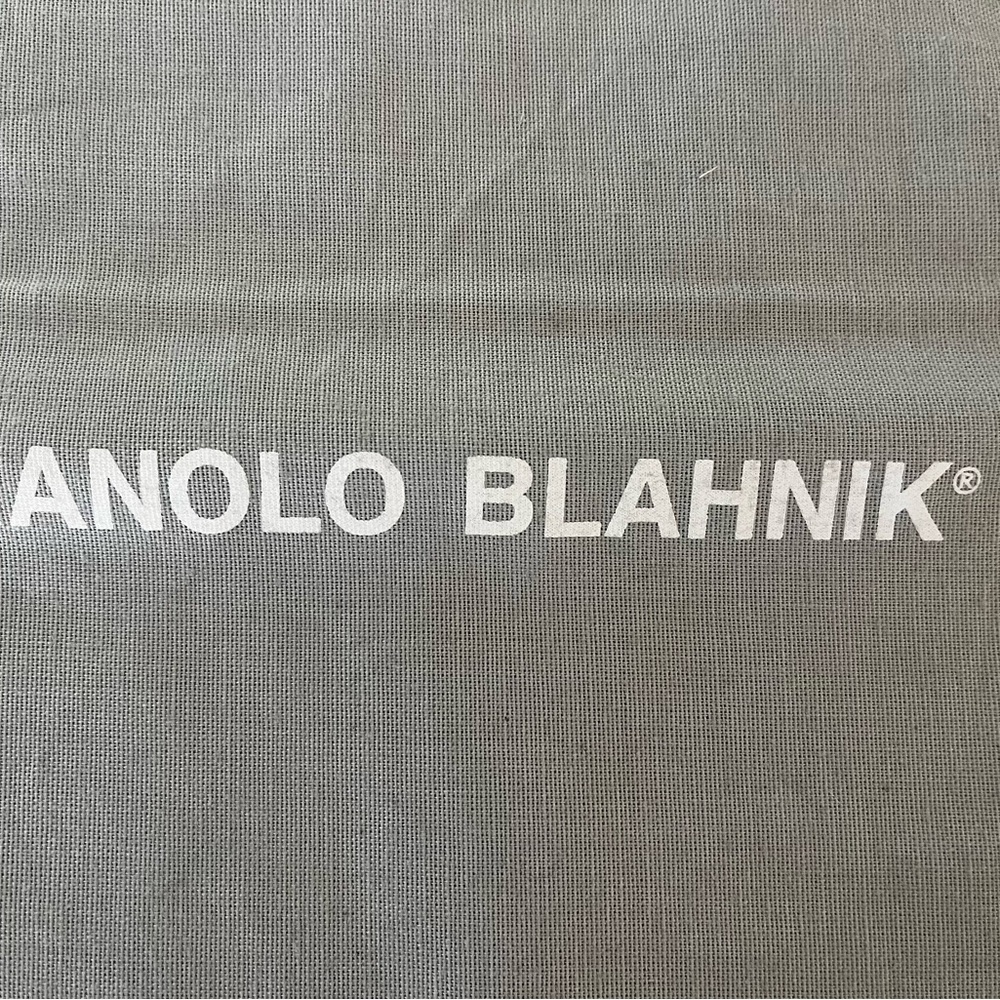 Manolo Blahnik Gray Fabric Dust Bag with White Logo Travel Shoes Pillow